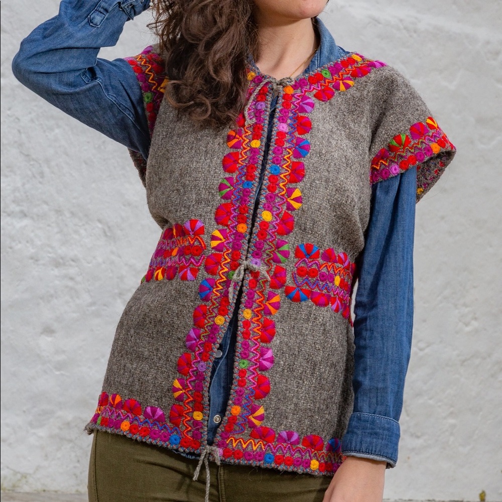 Embroidered Wool Vest from San Juan Chamula
